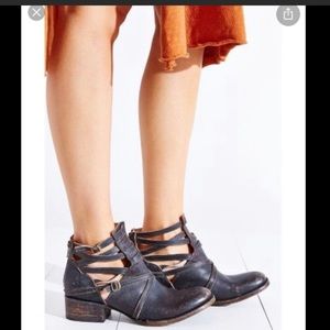 Freebird Stair Distressed Black Leather Ankle Booties